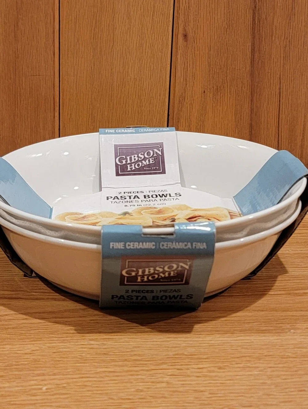 New Gibson Home Fine Ceramic White Pasta 2 Bowls 8.75 in